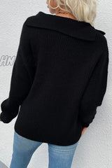 Hnewly - Casual Solid Patchwork Turndown Collar Tops Sweater(4 Colors) Tops/Sweaters & Cardigans