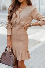 Hnewly - Casual Solid Patchwork V Neck Cake Skirt Dresses(4 Colors) Dresses/Casual Dresses