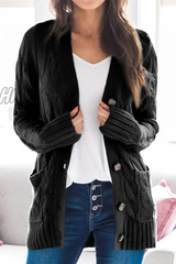 Hnewly - Casual Solid Split Joint Buckle Cardigan Collar Tops(5 Colors) Black / S Tops/Sweaters &