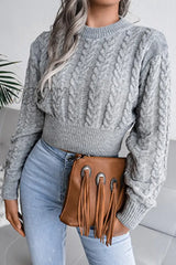 Hnewly - Casual Solid Split Joint O Neck Tops Grey / S Tops/Sweaters & Cardigans