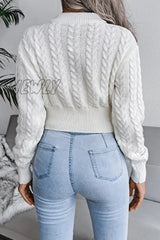 Hnewly - Casual Solid Split Joint O Neck Tops Tops/Sweaters & Cardigans