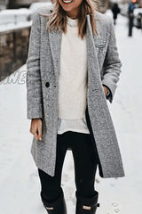 Hnewly - Casual Street Striped Patchwork Buckle Turndown Collar Outerwear Outerwear/Coats & Cardigan