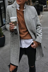 Hnewly - Casual Street Striped Patchwork Buckle Turndown Collar Outerwear White / S Outerwear/Coats