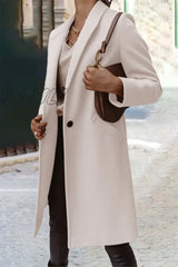 Hnewly - Casual Work Solid Buttons Turn-Back Collar Outerwear Cream White / S Outerwear/Coats &