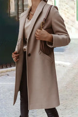 Hnewly - Casual Work Solid Buttons Turn-Back Collar Outerwear Light Apricot / S Outerwear/Coats &