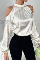 Hnewly - Celebrities Elegant Solid Frenulum Halter Tops Champagne / S Tops/Blouses & Shirts