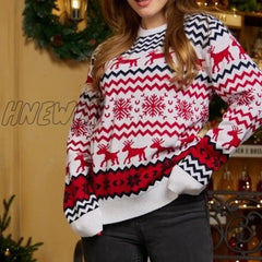 Hnewly Christmas O Neck Sueter Jumpers Xmas Matching Outfits Sweaters For Couples Women Men Unisex
