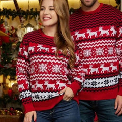 Hnewly Christmas O Neck Sueter Jumpers Xmas Matching Outfits Sweaters For Couples Women Men Unisex