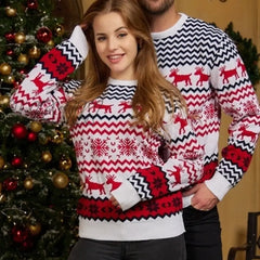Hnewly Christmas O Neck Sueter Jumpers Xmas Matching Outfits Sweaters For Couples Women Men Unisex