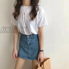 Hnewly Classic High Waisted Sexy Short Mini Denim Skirt Women’s Spring Summer Slim A-Line