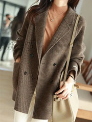 Hnewly Coat Women’s Spring And Autumn New Lapel Long-Sleeved Single-Breasted Loose Pocket Jacket