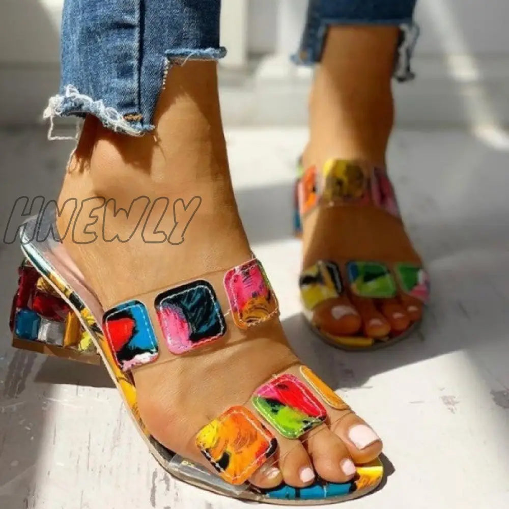 Hnewly - Colour Casual Patchwork Round Out Door Wedges Shoes Shoes