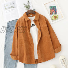 Hnewly Corduroy Women Blouses Shirts Tunic Womens Tops And Womenswear Long Sleeve Clothing Button