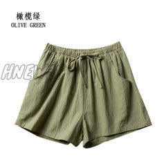 Hnewly Cotton Linen Shorts Woman Basic Short Pants Mini Trousers Trafic Fashion High Waist Bottom