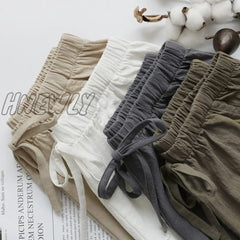 Hnewly Cotton Linen Shorts Woman Basic Short Pants Mini Trousers Trafic Fashion High Waist Bottom