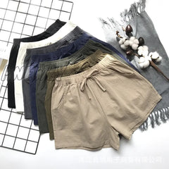 Hnewly Cotton Linen Shorts Woman Basic Short Pants Mini Trousers Trafic Fashion High Waist Bottom