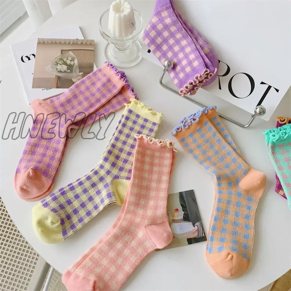 Hnewly Cotton Socks Women’s Autumn And Winter New Mid-Tube Japanese Comfortable Breathable Piles