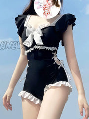 Hnewly Cover-Up Women Bandage Sweet Sexy Slim Bow Simple Swimwear Beach Style Ulzzang Patchwork