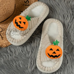 Hnewly - Cream White Casual Living Patchwork Round Comfortable Shoes Shoes Slippers