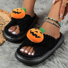 Hnewly - Cream White Casual Living Patchwork Round Comfortable Shoes Shoes Slippers