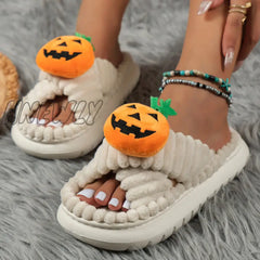 Hnewly - Cream White Casual Living Patchwork Round Comfortable Shoes Shoes Slippers