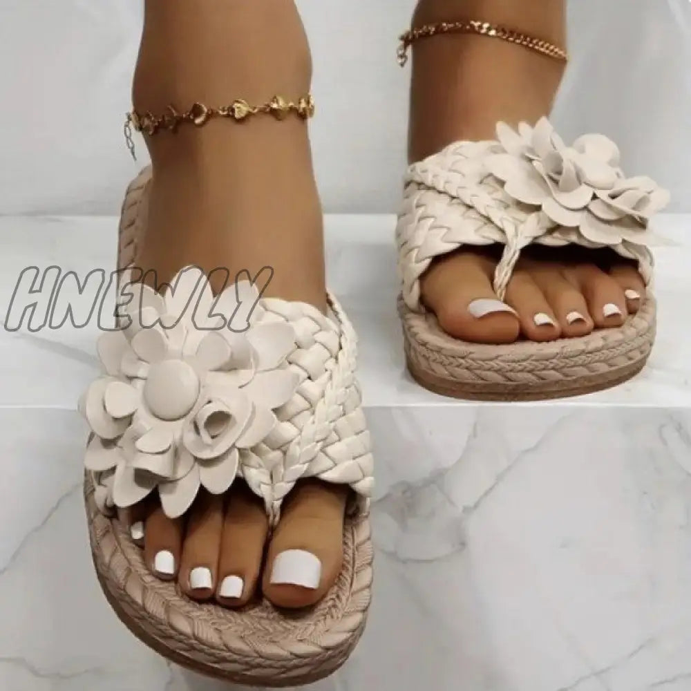 Hnewly - Cream White Casual Patchwork Solid Color Round Comfortable Shoes (Subject To The Actual