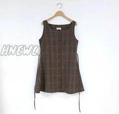 Hnewly Cute Mini New Year Date Dresses Sleeveless Vest Women Korea Japanese Style Design Retro