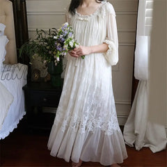 Hnewly Cute Women’s Princess Dress Royal Style Flower Lace Sleepshirts.vintage Ladies Girl’s