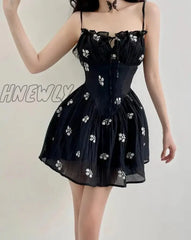 Hnewly Cutenew Women’s Spaghetti Straps Lace-Up Mini Dress Sexy Backless Sleeveless Slim A-Line