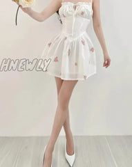 Hnewly Cutenew Women’s Spaghetti Straps Lace-Up Mini Dress Sexy Backless Sleeveless Slim A-Line