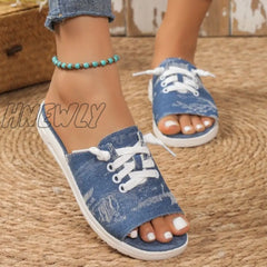 Hnewly - Deep Blue Casual Patchwork Round Comfortable Shoes Shoes Slippers