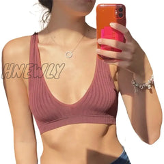 Hnewly Deep V-Neck Seamless Bra Push Up Bras For Women Bralette Sexy Lingerie Female Low Back Sleep