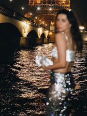 Hnewly Diamonds Glitter High Waist Leggings Pants Women Party Night Clubwear Loose Wide Leg