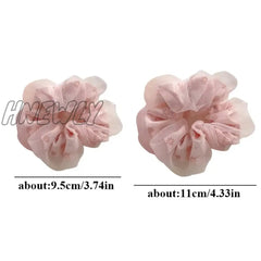 Hnewly Double Layer Silk Organza Scrunchies Sweet Flower Hair Band For Girls Ponytail Holder Rubber