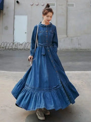 Hnewly Dresses For Women 2024 Autumn Winter Fashion Versatile Women’s Clothing French Retro Denim