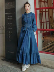 Hnewly Dresses For Women 2024 Autumn Winter Fashion Versatile Women’s Clothing French Retro Denim