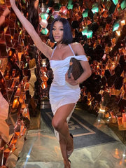 Hnewly Dresses For Women Summer Satin Bodycon Dress Pink Party Elegant Sexy Celebrity Night Prom