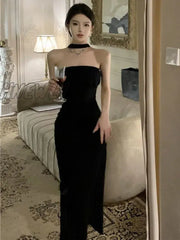 Hnewly Dresses Women Elegant Summer Midi Bow Design Sleeveless Simple Sexy Backless Leisure Fashion