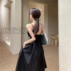 Hnewly Dresses Womens Sleeveless Solid Vintage Sundress High Waist Elegant A-Line Fashion French