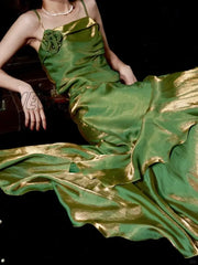 Hnewly Elegant Elf Green Ruffled Mermaid Prom Dress Birthday Party Gowns Olive Floar Evening For