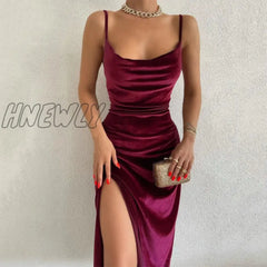 Hnewly Elegant Evening Gown For Women Summer Velvet Midi Bodycon Dress Sleeveless Off Shoulder