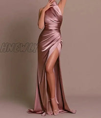 Hnewly Elegant Luxury Party Evening Dress Sexy Women Sleeveless Long Halter Fall Backless High