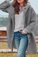 Hnewly - Elegant Solid Pocket Color Polo Collar Outerwear(5 Colors) Grey / S Outerwear/Coats &