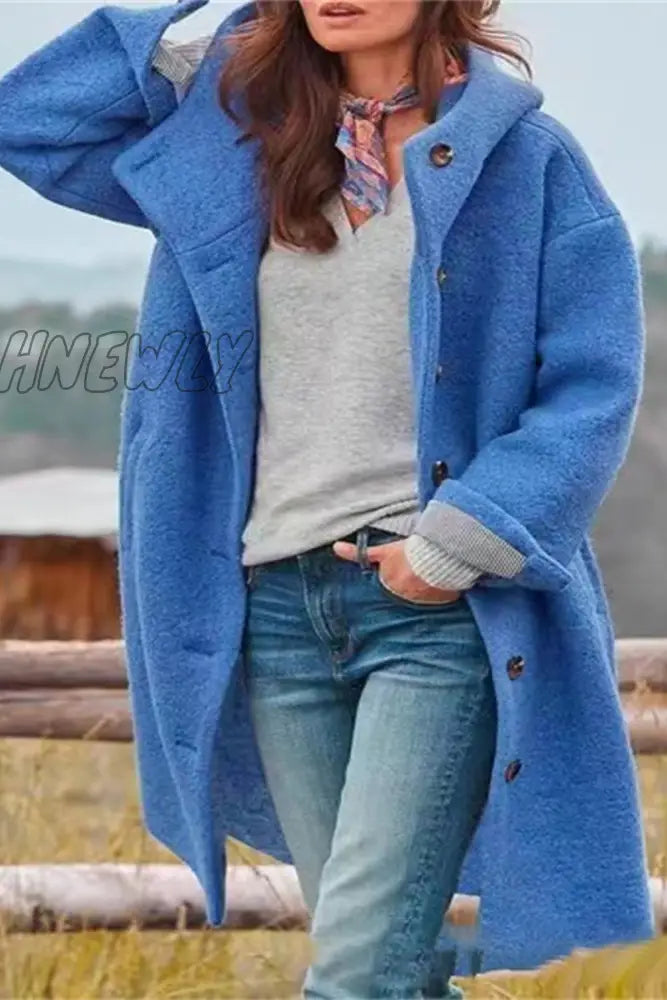 Hnewly - Elegant Solid Pocket Color Polo Collar Outerwear(5 Colors) Royal Blue / S Outerwear/Coats