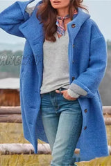 Hnewly - Elegant Solid Pocket Color Polo Collar Outerwear(5 Colors) Royal Blue / S Outerwear/Coats
