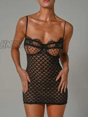 Hnewly Elegant Spaghetti Strap Print Maxi Dress For Women Robe Fashion Sleeveless Backless Lace