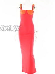 Hnewly Elegant Strapless Sexy Bodycon Maxi Dress Women Sleeveless Backless Long Party Slim Casual