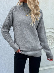 Hnewly Elegant Turtle Neck Long Sleeve Sweater Fall Winter Casual Women Basics Clothing