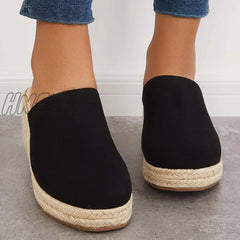Hnewly Espadrilles Mule Wedges Platform Slip On Backless Sandals