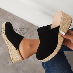Hnewly Espadrilles Mule Wedges Platform Slip On Backless Sandals